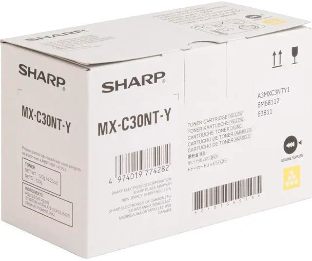 Sharp MX-C30NTY Yellow Toner Cartridge - Genuine & Remanufactured
