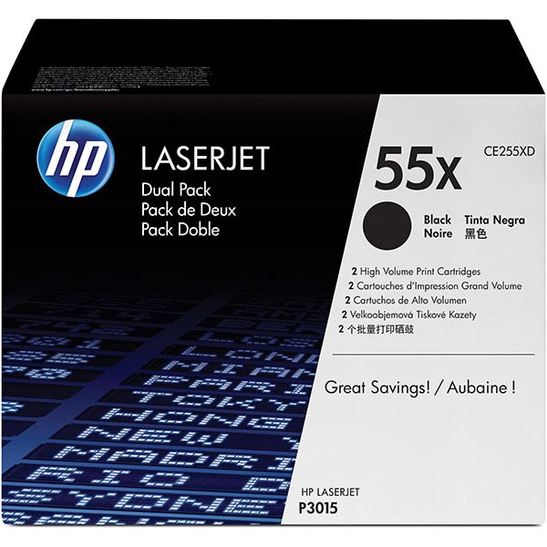 HP 55X (CE255X) Black Toner Cartridge — Genuine & Remanufactured
