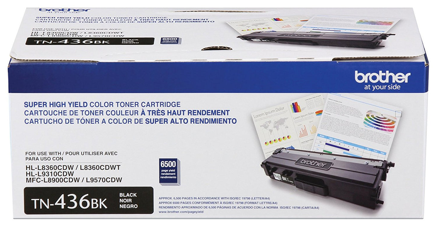 Brother TN436BK (TN436) Black Toner Cartridge — Genuine & Remanufactured