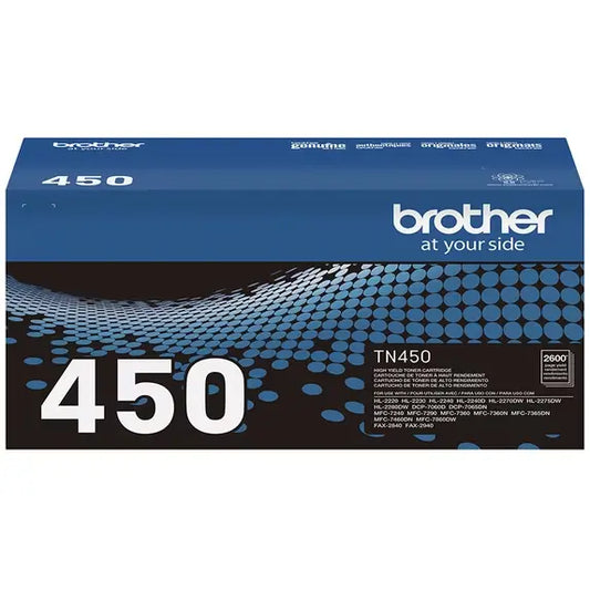 Brother TN450 Black Toner Cartridge — Genuine & Remanufactured