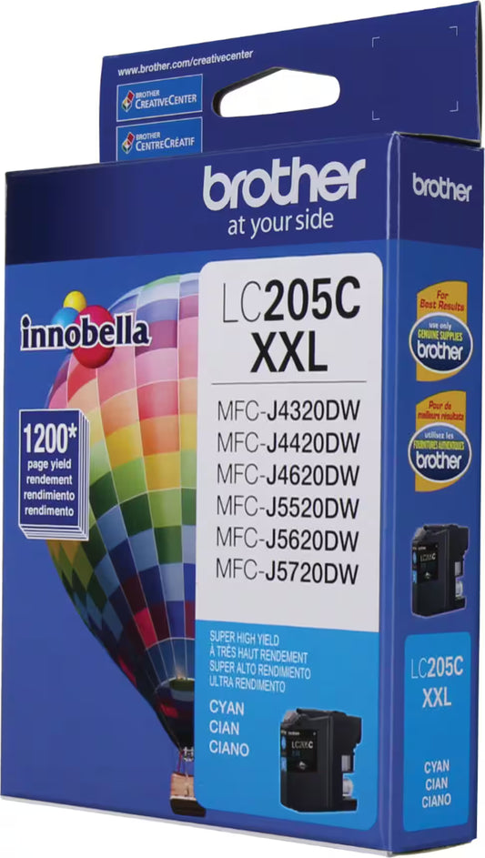 Brother LC205C Cyan Inkjet Cartridge - Genuine & Remanufactured
