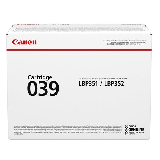 Canon 039 Black Laser cartridge - Genuine & Remanufactured