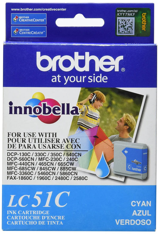 Brother LC51C Cyan Inkjet Cartridge - Genuine & Remanufactured