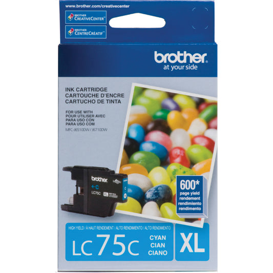 Brother LC75C Cyan Inkjet Cartridge - Genuine & Remanufactured