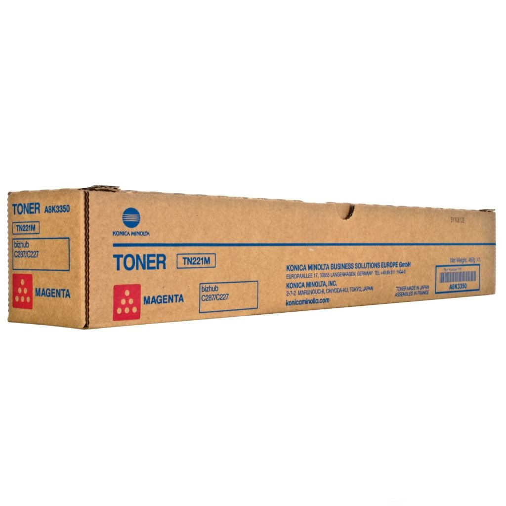 Konica Minolta TN221M, Magenta Toner Cartridge - Genuine & Remanufactured