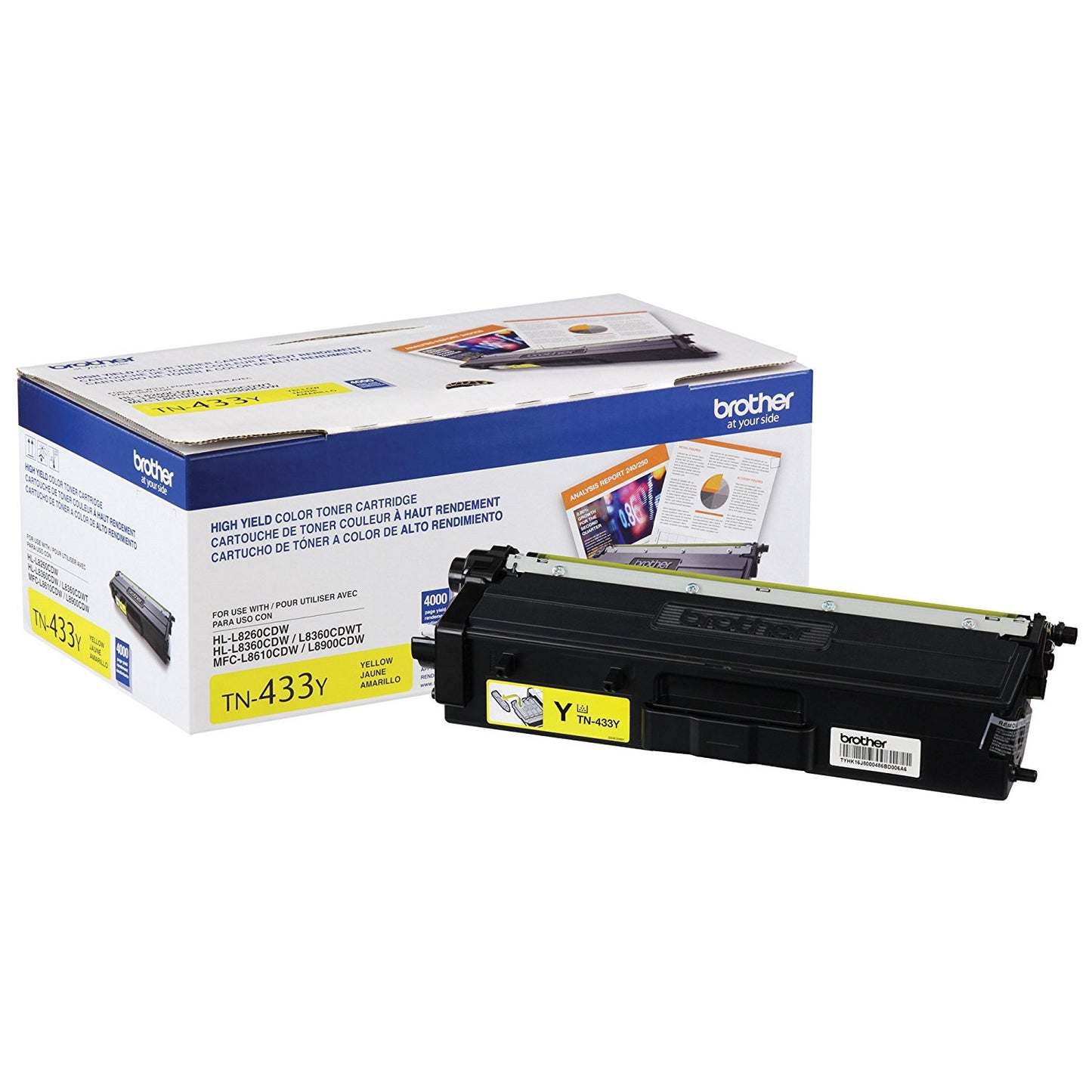 Brother TN433Y (TN433Y) Yellow Toner Cartridge - Genuine & Remanufactured